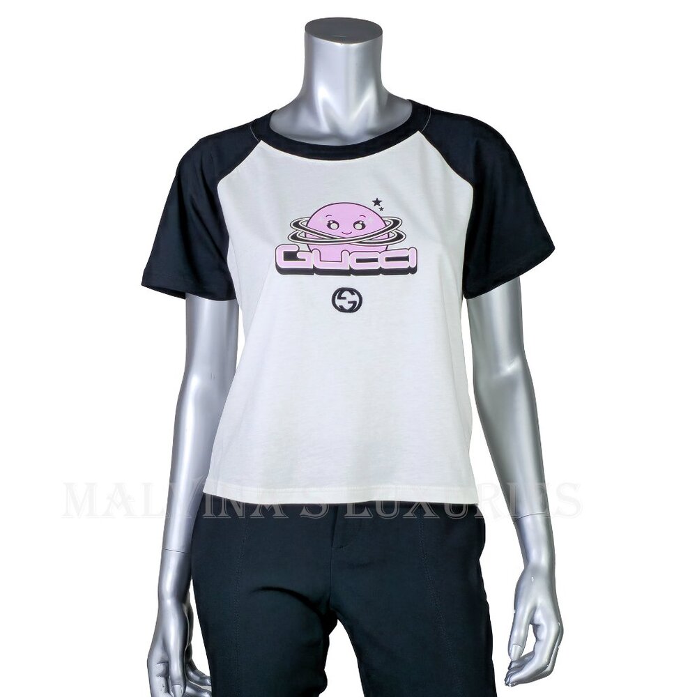 GUCCI T-SHIRT COTTON JERSEY PLANET LOGO PRINT SHORT SLEEVE TOP sz XL EXTRA LARGE - Picture 6 of 16